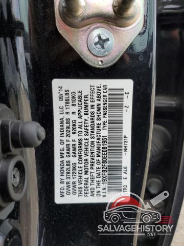 19XFB2F80EE081951 2014 HONDA CIVIC photo no. 13