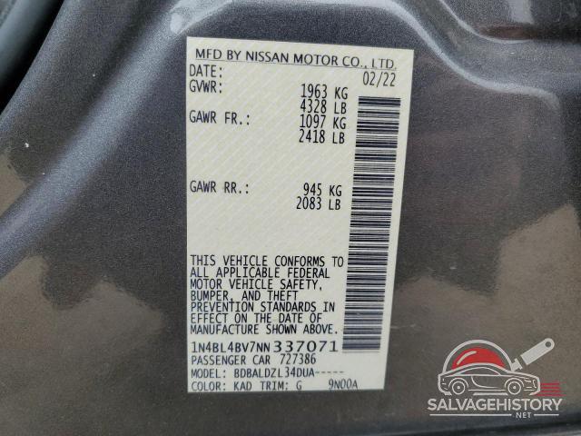 1N4BL4BV7NN337071 2022 NISSAN ALTIMA photo no. 12