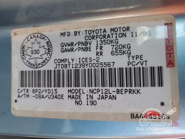 JTDBT1239Y0025567 2000 TOYOTA ECHO photo no. 13