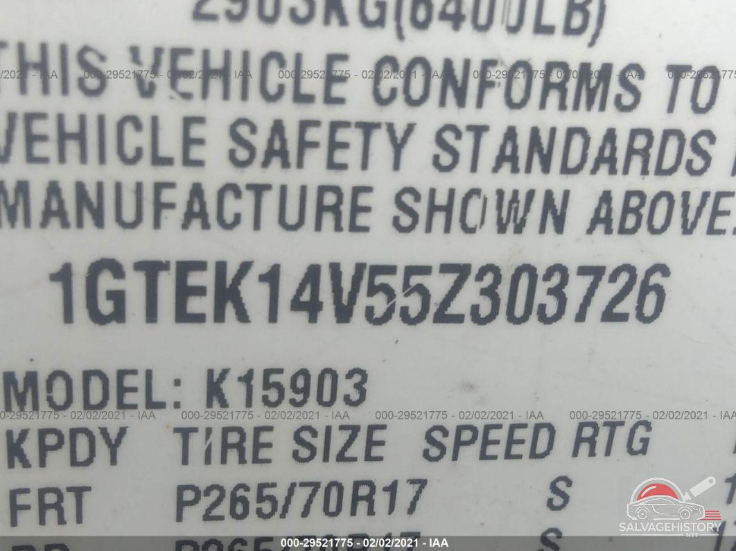 1GTEK14V55Z303726 2005 GMC SIERRA 1500 photo no. 9