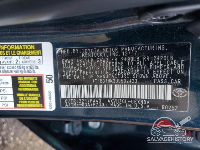 4T1B31HK3JU502423 2018 TOYOTA CAMRY photo no. 12