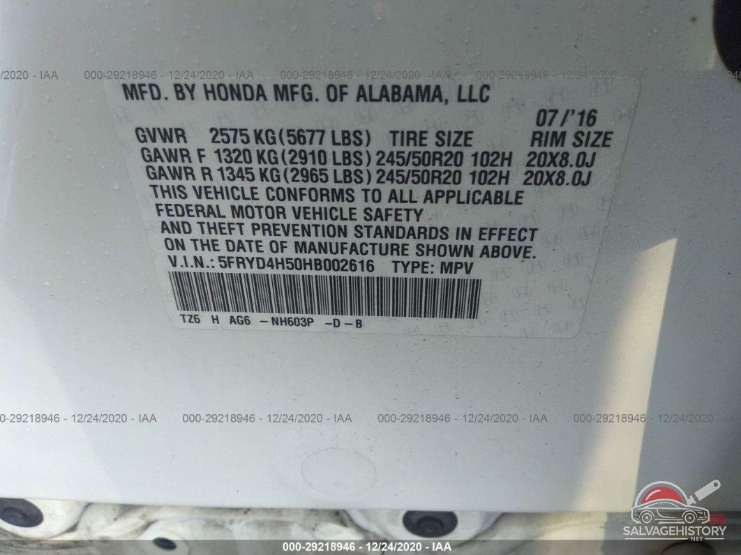 5FRYD4H50HB002616 2017 ACURA MDX photo no. 9