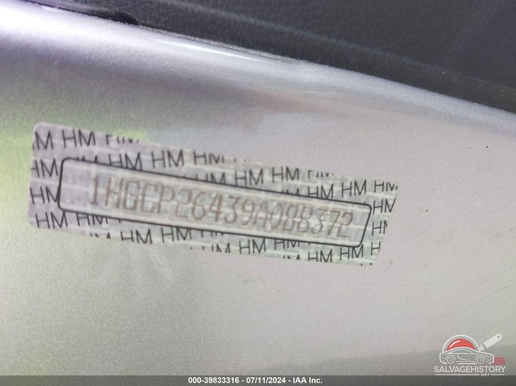 1HGCP26439A088372 2009 HONDA ACCORD photo no. 9