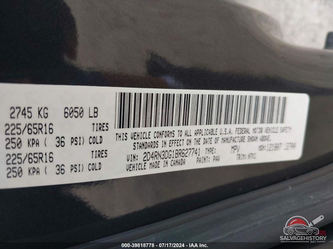 2D4RN3DG1BR627741 2011 DODGE GRAND CARAVAN photo no. 9