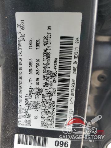3TMCZ5AN2MM429220 2021 TOYOTA TACOMA photo no. 12