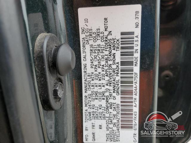 5TELU4EN3AZ730189 2010 TOYOTA TACOMA photo no. 12