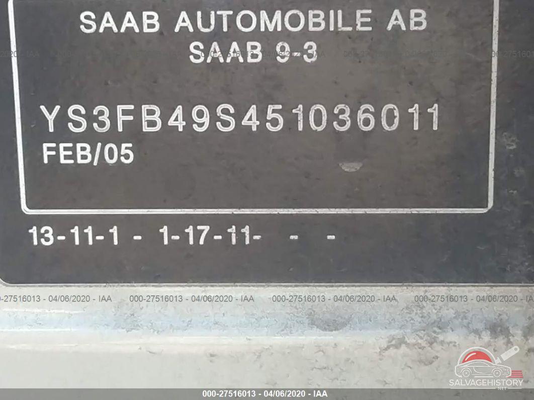 YS3FB49S451036011 2005 SAAB 9-3 photo no. 9