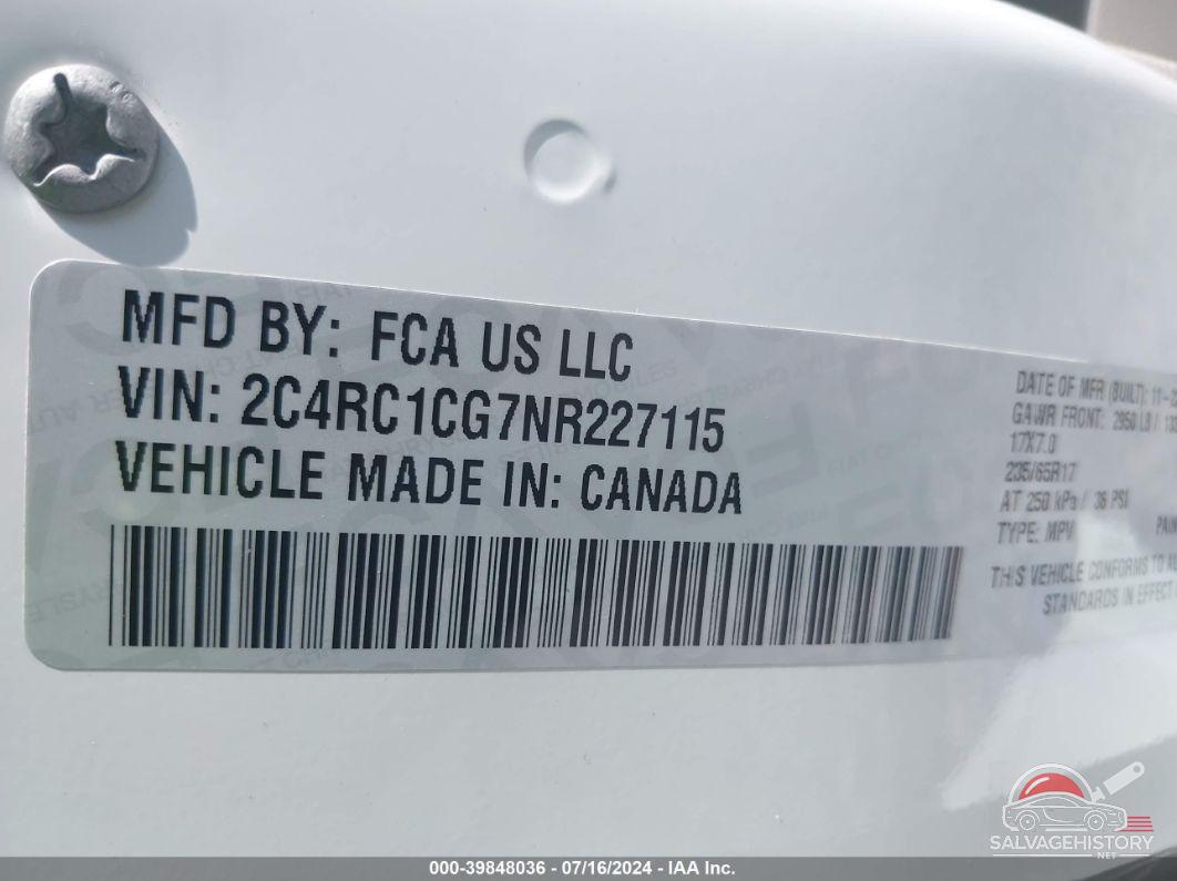 2C4RC1CG7NR227115 2022 CHRYSLER VOYAGER photo no. 9