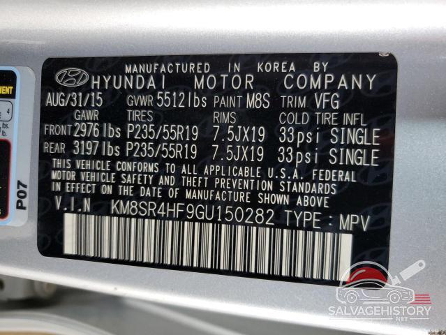 KM8SR4HF9GU150282 2016 HYUNDAI SANTA FE photo no. 13