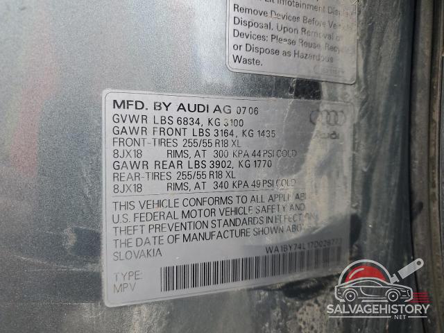 WA1BY74L17D028773 2007 AUDI Q7 photo no. 13