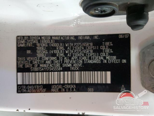 5TBBT54117S455584 2007 TOYOTA TUNDRA photo no. 12