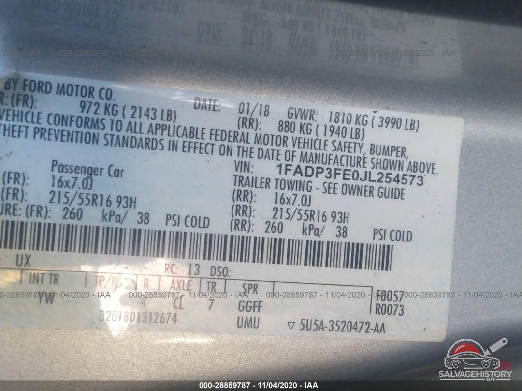 1FADP3FE0JL254573 2018 FORD FOCUS photo no. 9