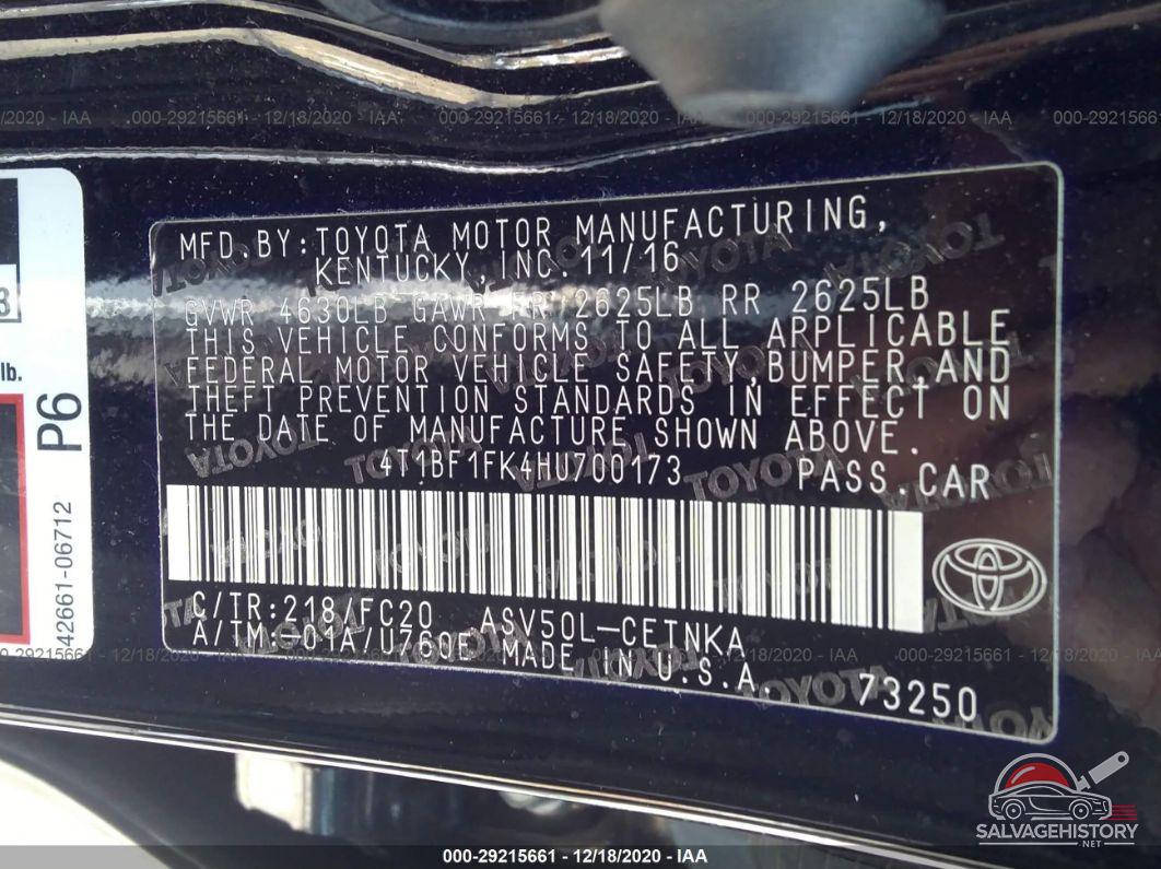 4T1BF1FK4HU700173 2017 TOYOTA CAMRY photo no. 9