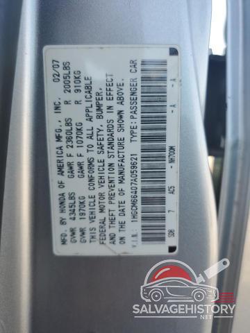 1HGCM66407A059621 2007 HONDA ACCORD photo no. 12
