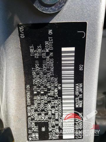 JTEDP21A550067017 2005 TOYOTA HIGHLANDER photo no. 14