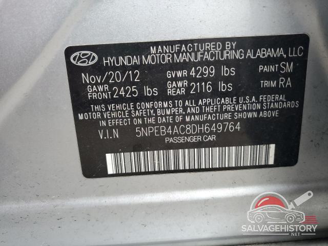 5NPEB4AC8DH649764 2013 HYUNDAI SONATA photo no. 13