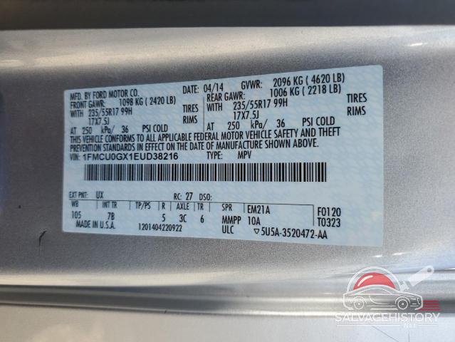 1FMCU0GX1EUD38216 2014 FORD ESCAPE photo no. 12