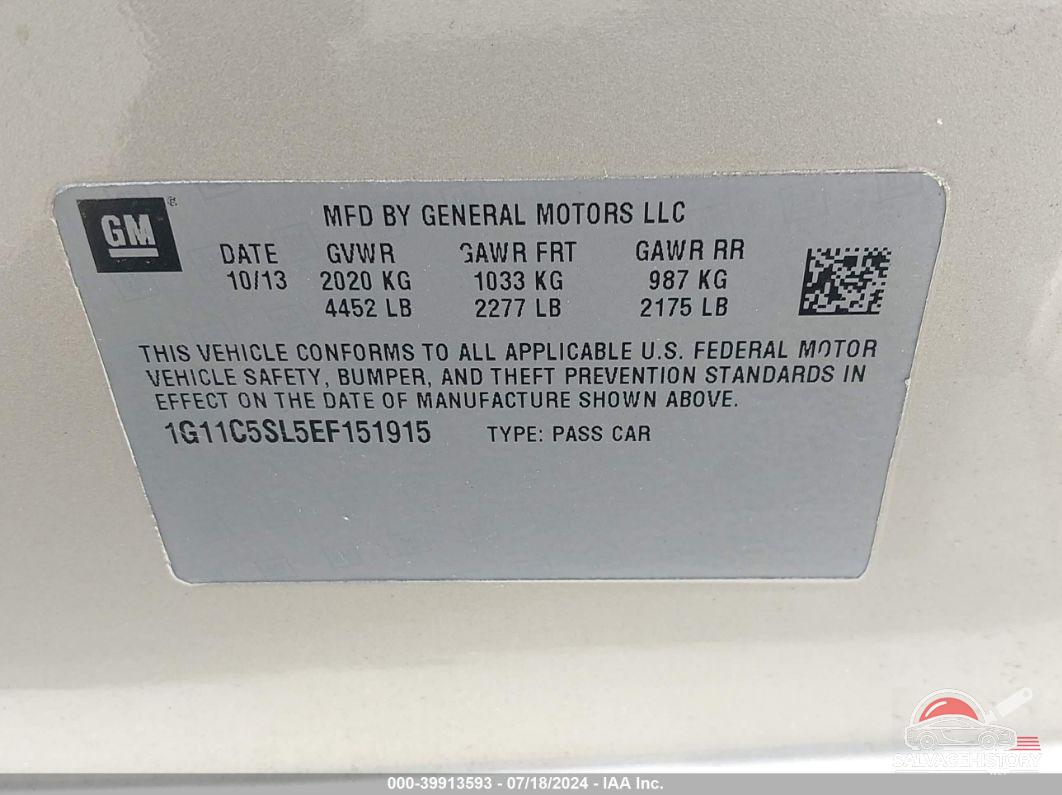 1G11C5SL5EF151915 2014 CHEVROLET MALIBU photo no. 9