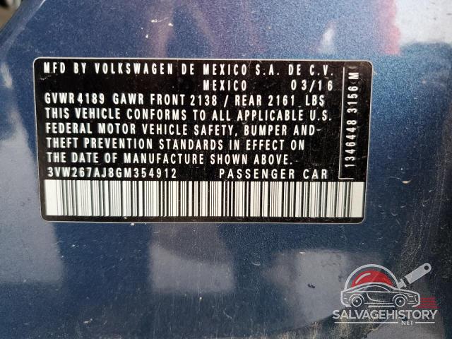 3VW267AJ8GM354912 2016 VOLKSWAGEN JETTA photo no. 12