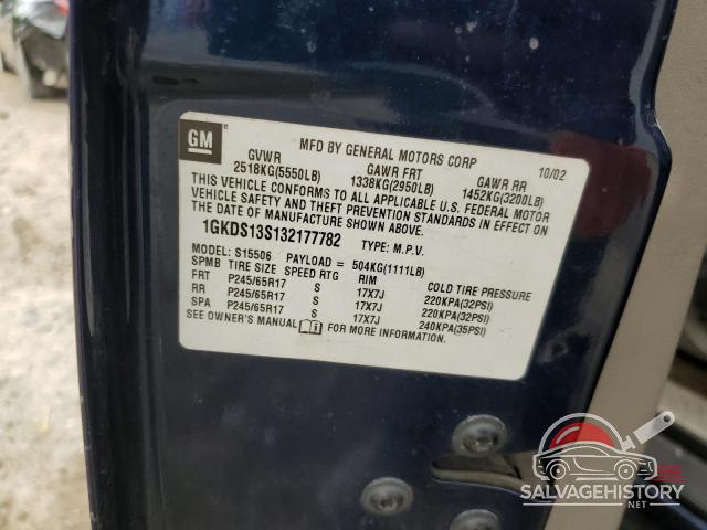 1GKDS13S132177782 2003 GMC ENVOY photo no. 13