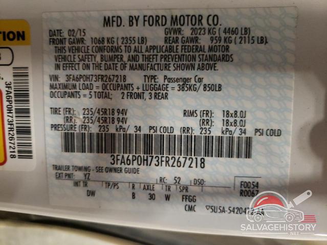 3FA6P0H73FR267218 2015 FORD FUSION photo no. 12