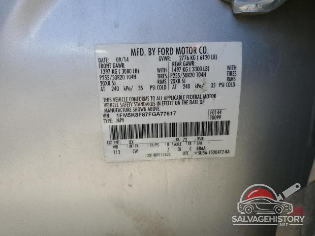 1FM5K8F87FGA77617 2015 FORD EXPLORER photo no. 14