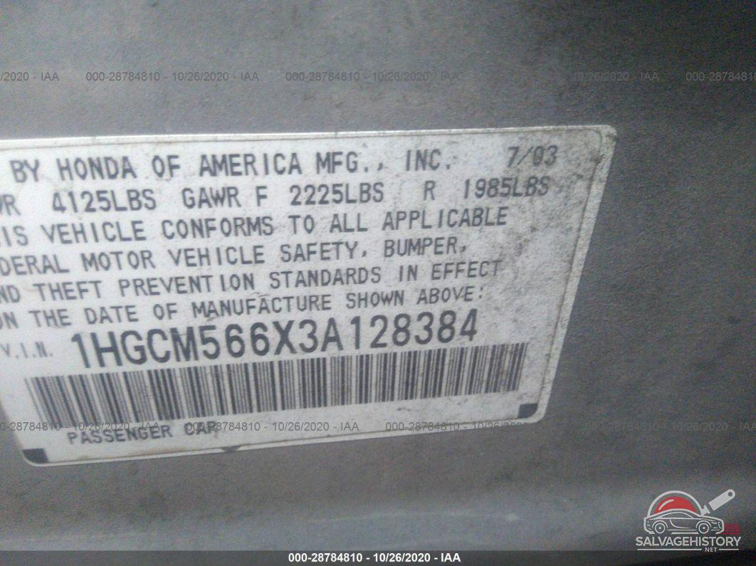 1HGCM566X3A128384 2003 HONDA ACCORD SDN photo no. 9