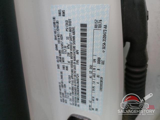 1FMCU9G6XNUA60721 2022 FORD ESCAPE photo no. 13