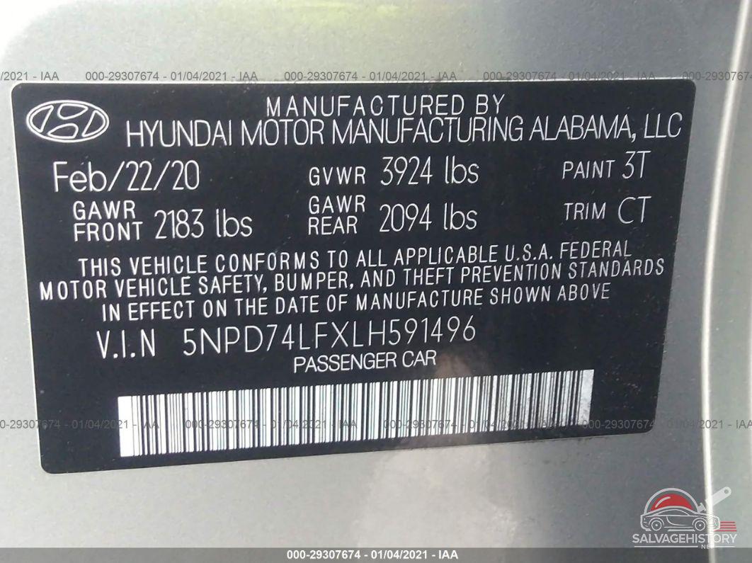 5NPD74LFXLH591496 2020 HYUNDAI ELANTRA photo no. 9
