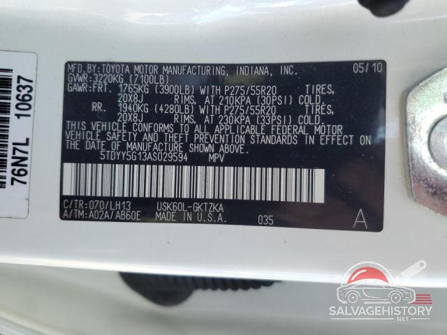 5TDYY5G13AS029594 2010 TOYOTA SEQUOIA photo no. 13