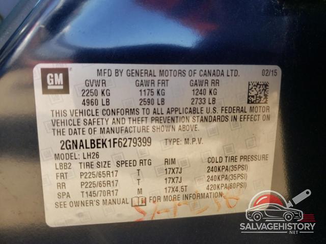 2GNALBEK1F6279399 2015 CHEVROLET EQUINOX photo no. 12