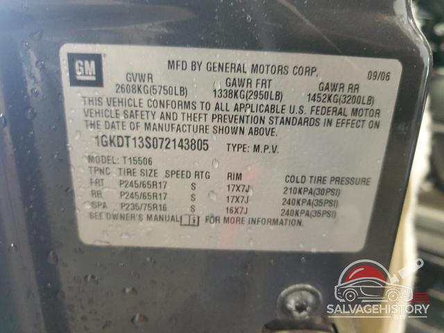 1GKDT13S072143805 2007 GMC ENVOY photo no. 13