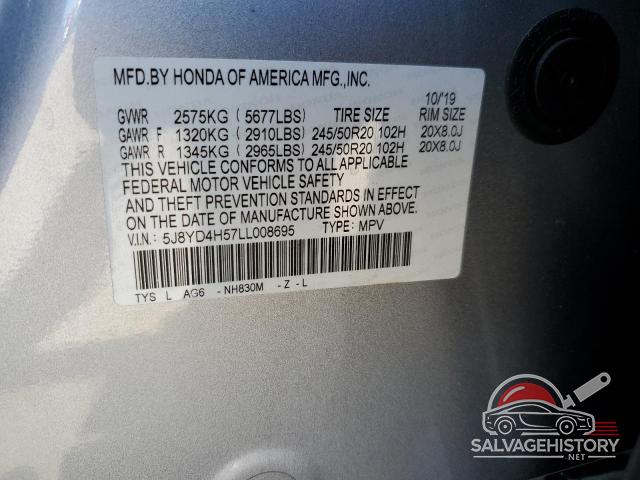 5J8YD4H57LL008695 2020 ACURA MDX photo no. 13