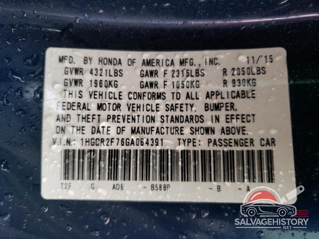 1HGCR2F76GA064391 2016 HONDA ACCORD photo no. 13