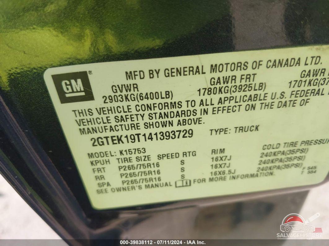 2GTEK19T141393729 2004 GMC SIERRA 1500 photo no. 9