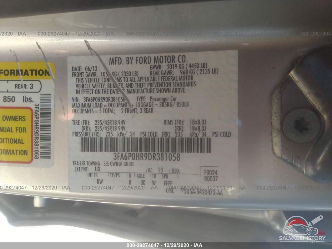 3FA6P0HR9DR381058 2013 FORD FUSION photo no. 9