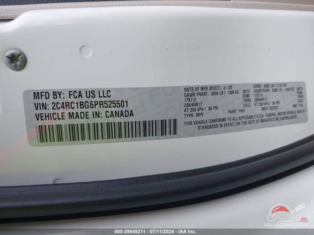 2C4RC1BG6PR525501 2023 CHRYSLER PACIFICA photo no. 9