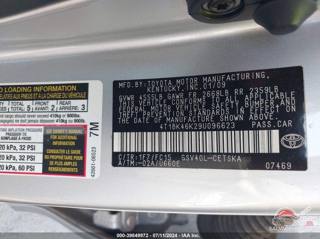 4T1BK46K29U096623 2009 TOYOTA CAMRY photo no. 9