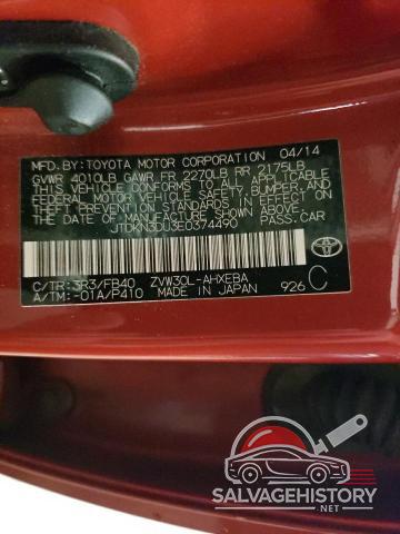 JTDKN3DU3E0374490 2014 TOYOTA PRIUS photo no. 13