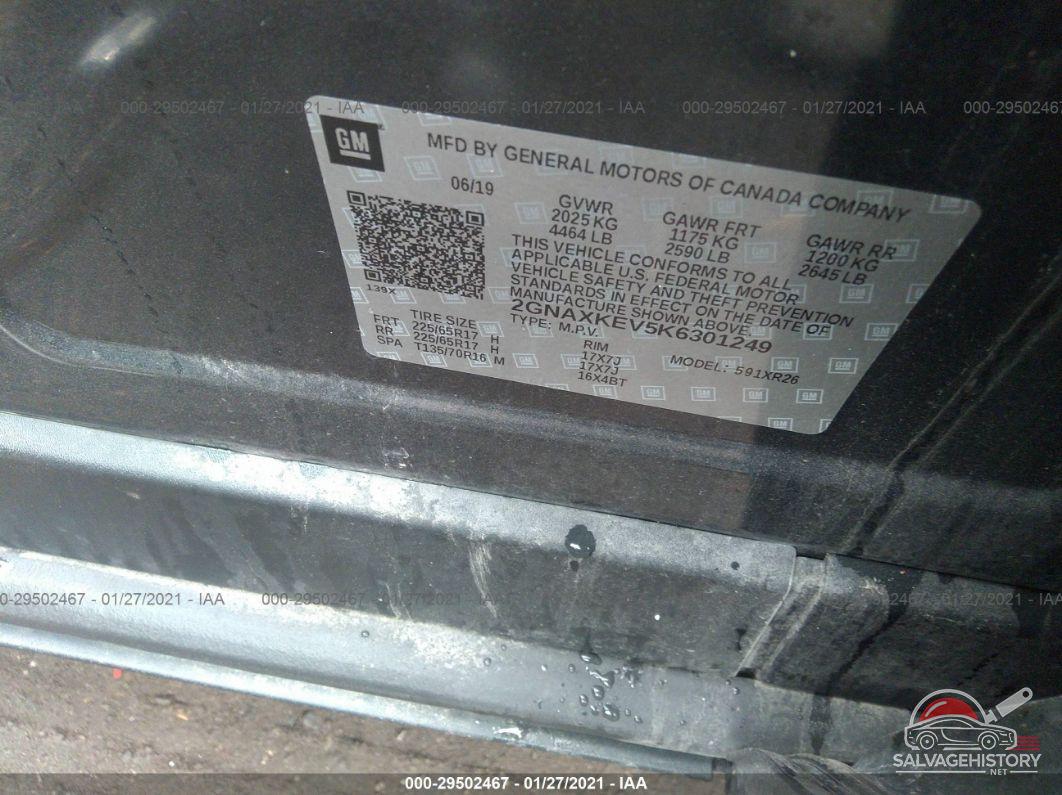 2GNAXKEV5K6301249 2019 CHEVROLET EQUINOX photo no. 9