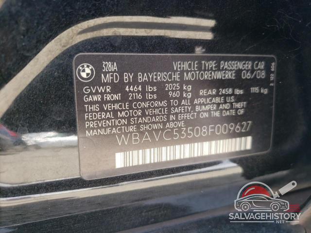 WBAVC53508F009627 2008 BMW 3 SERIES photo no. 12