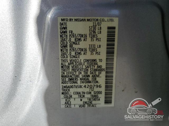 1N6AD07U58C420796 2008 NISSAN FRONTIER photo no. 12