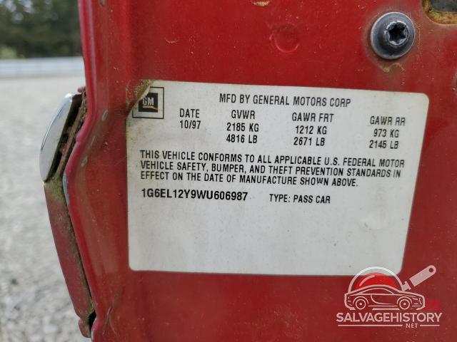 1G6EL12Y9WU606987 1998 CADILLAC ELDORADO photo no. 12