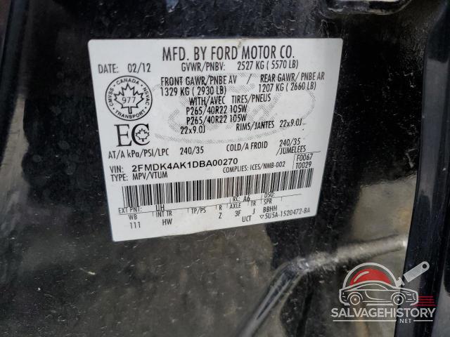 2FMDK4AK1DBA00270 2013 FORD EDGE photo no. 12