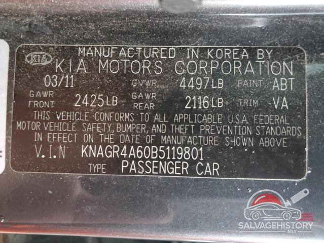 KNAGR4A60B5119801 2011 KIA OPTIMA photo no. 12
