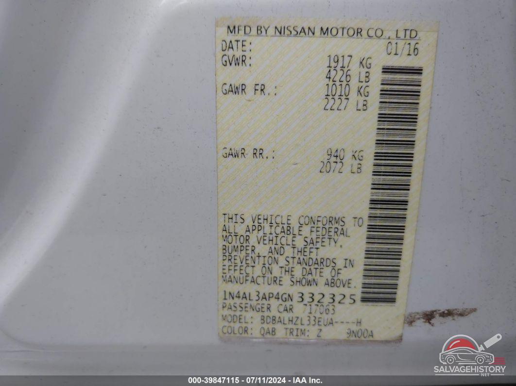1N4AL3AP4GN332325 2016 NISSAN ALTIMA photo no. 9