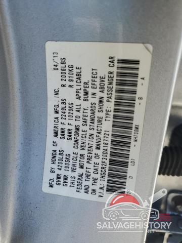 1HGCR2F30DA167721 2013 HONDA ACCORD photo no. 12
