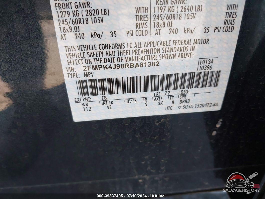 2FMPK4J98RBA81382 2024 FORD EDGE photo no. 9