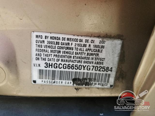 3HGCG6650YG702584 2000 HONDA ACCORD photo no. 12