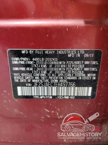 JF2SJAEC7EH497766 2014 SUBARU FORESTER photo no. 13